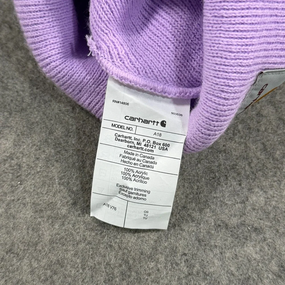 Carhartt Lavender Purple Knit Cuffed Winter Beanie Hat Cap Unisex One Size